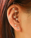 Women's Copper Electroplated Geometric Style Embedded Drill Lightning Leaves Auricle Slant Earrings