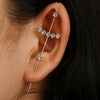 Women's Copper Electroplated Geometric Style Embedded Drill Lightning Leaves Auricle Slant Earrings