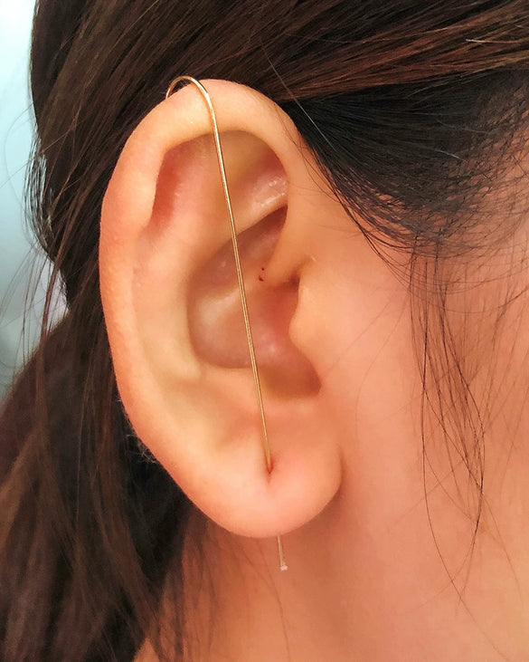 Women's Copper Electroplated Geometric Style Embedded Drill Lightning Leaves Auricle Slant Earrings