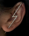 Women's Copper Electroplated Geometric Style Embedded Drill Lightning Leaves Auricle Slant Earrings