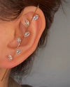 Women's Copper Electroplated Geometric Style Embedded Drill Lightning Leaves Auricle Slant Earrings
