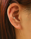 Women's Copper Electroplated Geometric Style Embedded Drill Lightning Leaves Auricle Slant Earrings