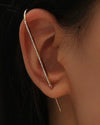 Women's Copper Electroplated Geometric Style Embedded Drill Lightning Leaves Auricle Slant Earrings