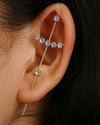 Women's Copper Electroplated Geometric Style Embedded Drill Lightning Leaves Auricle Slant Earrings