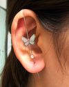 Women's Copper Electroplated Geometric Style Embedded Drill Lightning Leaves Auricle Slant Earrings