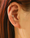 Women's Copper Electroplated Geometric Style Embedded Drill Lightning Leaves Auricle Slant Earrings
