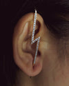 Women's Copper Electroplated Geometric Style Embedded Drill Lightning Leaves Auricle Slant Earrings