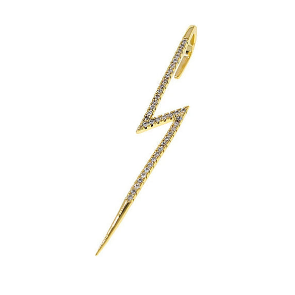 Women's Copper Electroplated Geometric Style Embedded Drill Lightning Leaves Auricle Slant Earrings