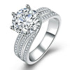 Women's Copper Electroplated Geometric Zircon Engagement Ring With Rotating Twist And Classic Six Claw Setting