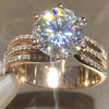 Women's Copper Electroplated Geometric Zircon Engagement Ring With Rotating Twist And Classic Six Claw Setting