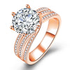 Women's Copper Electroplated Geometric Zircon Engagement Ring With Rotating Twist And Classic Six Claw Setting
