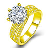 Women's Copper Electroplated Geometric Zircon Engagement Ring With Rotating Twist And Classic Six Claw Setting