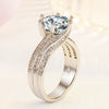 Women's Copper Electroplated Geometric Zircon Engagement Ring With Rotating Twist And Classic Six Claw Setting