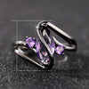 Women's Copper Electroplated Gun Black Geometric Zircon Horse Eye Ring