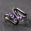 Women's Copper Electroplated Gun Black Geometric Zircon Horse Eye Ring