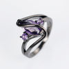 Women's Copper Electroplated Gun Black Geometric Zircon Horse Eye Ring