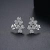 Women's Copper Electroplated Heart And Flower Earrings With Micro Inlaid Zircon Simple Elegant Fashion Earrings