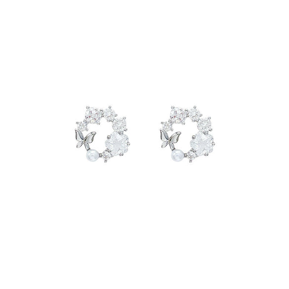 Women's Copper Electroplated Insect Shaped Butterfly Earrings With Micro Paved Zircon