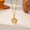 Women's Copper Electroplated 18K Gold Flower Lip Chain Necklace Jewelry