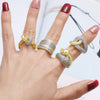 Women's Copper Electroplated Leopard Head Double Color Cross Opening Ring