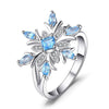 Women's Copper Electroplated Light Blue Zircon Snowflake Flower Ring Natural Style Engagement Banquet Jewelry