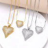 Women's Copper Electroplated Love Heart And Geometric Pendant Necklace With Full Zircon And Regular Chain