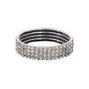 Women's Copper Electroplated Multi Row Geometric Elastic Bracelet With Shiny Rhinestone Inlay And Glossy Finish