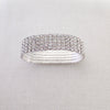 Women's Copper Electroplated Multi Row Geometric Elastic Bracelet With Shiny Rhinestone Inlay And Glossy Finish