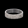 Women's Copper Electroplated Multi Row Geometric Elastic Bracelet With Shiny Rhinestone Inlay And Glossy Finish