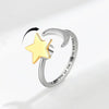 Women's Copper Electroplated Simple Style Stars And Moon Rotation Opening Ring Set