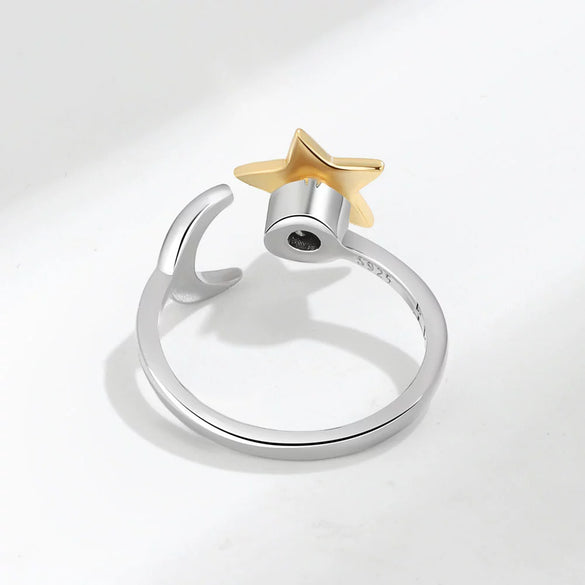 Women's Copper Electroplated Simple Style Stars And Moon Rotation Opening Ring Set