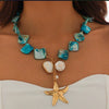 Women's Copper Electroplated Starfish And Pearl Dangle Earrings Sweet And Cool Style Fashion Jewelry