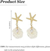 Women's Copper Electroplated Starfish And Pearl Dangle Earrings Sweet And Cool Style Fashion Jewelry