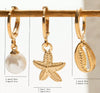 Women's Copper Electroplated Starfish And Pearl Dangle Earrings Sweet And Cool Style Fashion Jewelry