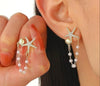 Women's Copper Electroplated Starfish And Pearl Dangle Earrings Sweet And Cool Style Fashion Jewelry