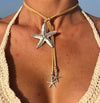 Women's Copper Electroplated Starfish And Pearl Dangle Earrings Sweet And Cool Style Fashion Jewelry