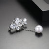 Women's Copper Electroplated Zircon And Pearl Bow Brooch Minimalist Fashion Suit Accessory Pin