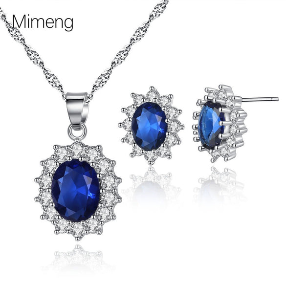 Women's Copper Electroplated Zircon Jewelry Set With Water Wave Chain Geometric Love And Water Drop Necklace And Matching Earrings
