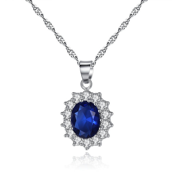 Women's Copper Electroplated Zircon Jewelry Set With Water Wave Chain Geometric Love And Water Drop Necklace And Matching Earrings