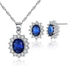 Women's Copper Electroplated Zircon Jewelry Set With Water Wave Chain Geometric Love And Water Drop Necklace And Matching Earrings