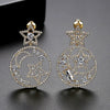 Women's Copper Electroplated Zircon Stud Earrings With Creative Star And Moon Design Fashion Minimalist Jewelry