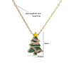 Women's Copper Enamel Christmas Hat Wreath And Tree Pendant Necklace With Geometric Design And Olink Chain