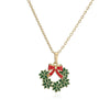 Women's Copper Enamel Christmas Hat Wreath And Tree Pendant Necklace With Geometric Design And Olink Chain