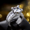 Women's Copper Engagement Ring With Geometric Pattern And Zircon