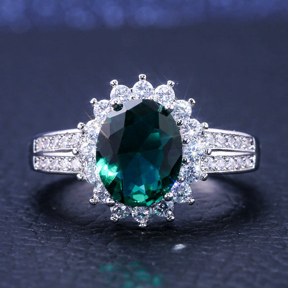 Women's Copper Engagement Ring With Geometric Pattern And Zircon