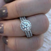 Women's Copper Engagement Ring With Inlaid Zircon And Geometric Pattern