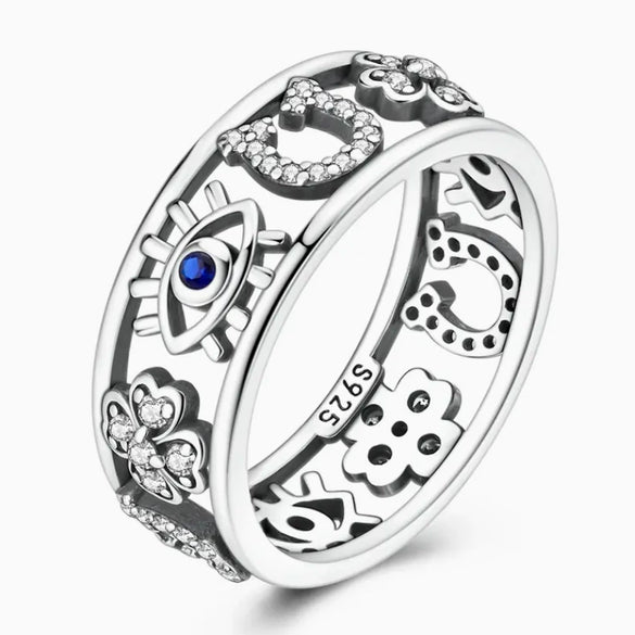Women's Copper Evil Eye Ring With Electroplated Finish Modern Minimalist Facial Expression Design Fashion Versatile Jewelry Accessory