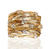 Women's Copper Fashionable Wide Multiring Accessories With Inlaid Zircon And Flower Pattern