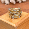 Women's Copper Fashionable Wide Multiring Accessories With Inlaid Zircon And Flower Pattern