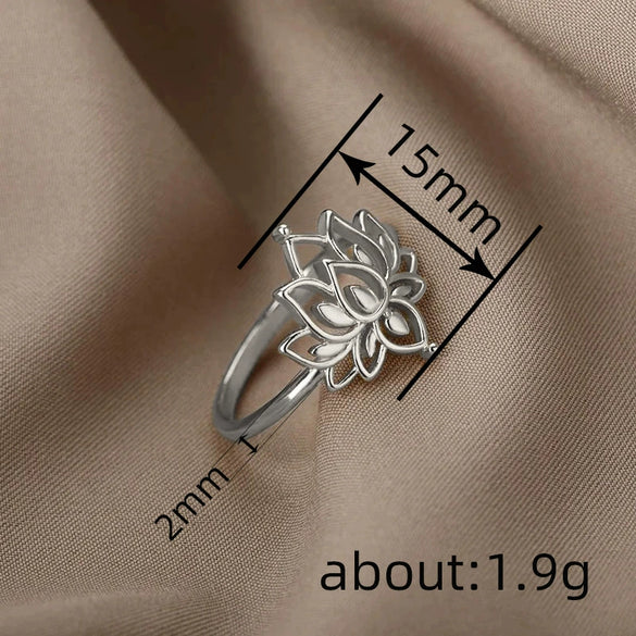 Women's Copper Finger Ring With Flower And Geometric Pattern Antique Exquisite Electroplated Pastoral Style